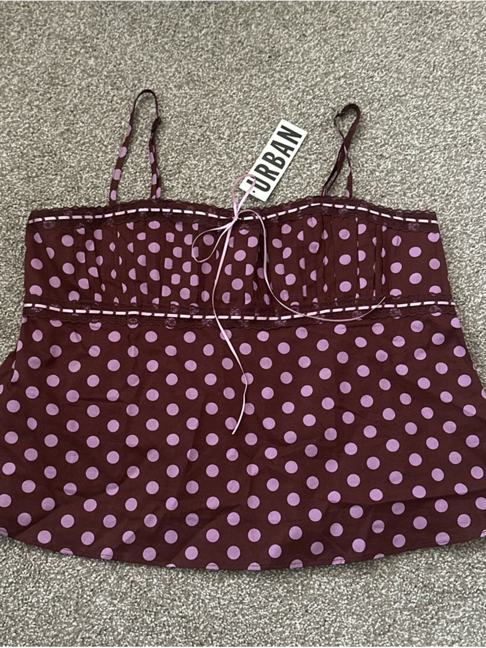 Kimchi Blue Polka Dot Spaghetti Strap Cami - Purple/Pink